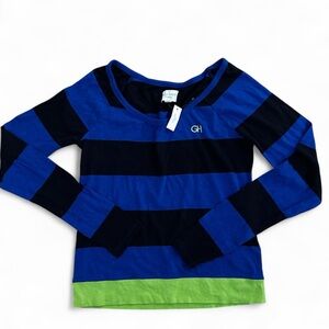 New!! Gilly Hicks blue/navy/green striped long sleeve cotton T-shirt